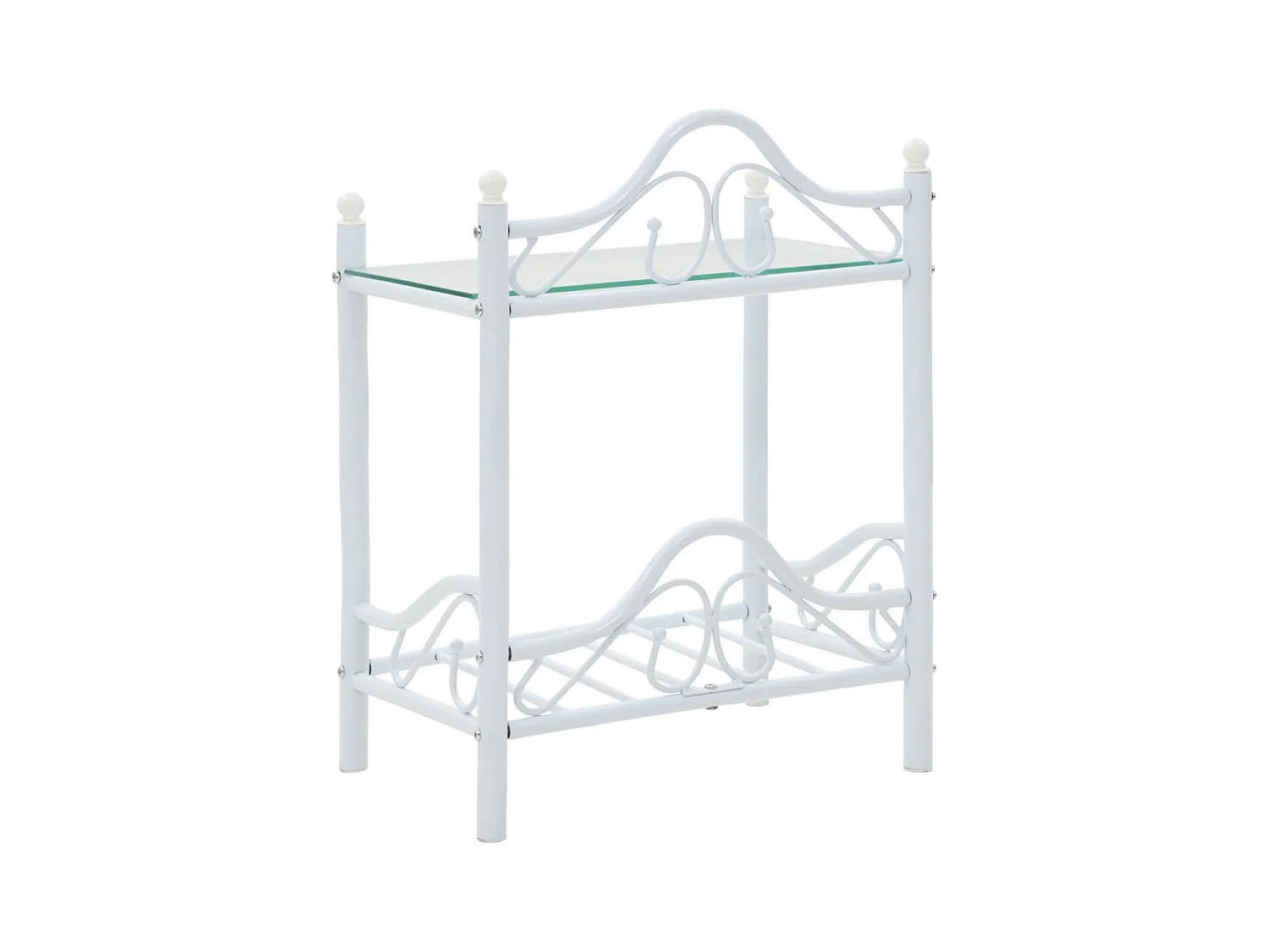 Tables de chevet 2 pcs Acier et verre trempé 45x30,5x60cm Blanc