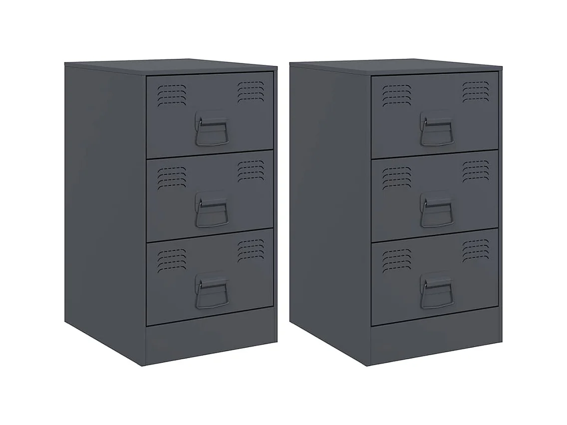 Tables de chevet 2 pcs anthracite 34,5x39x62 cm acier