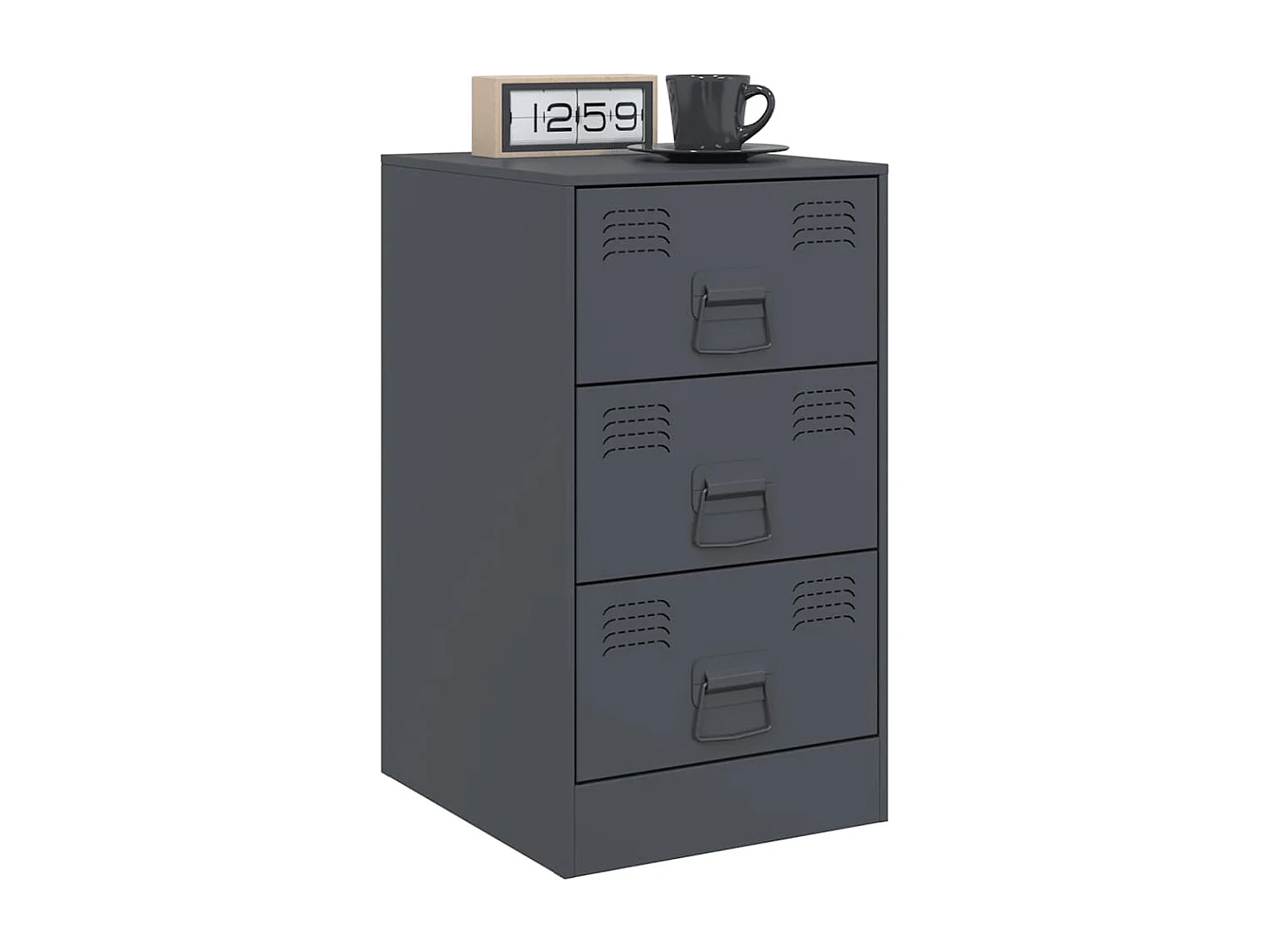 Comodini 2 pz antracite 34,5x39x62 cm acciaio