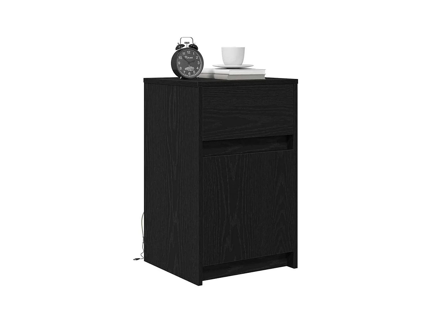 Armoire de chevet LED avec tiroir Chêne noir 38 x 34 x 61 cm