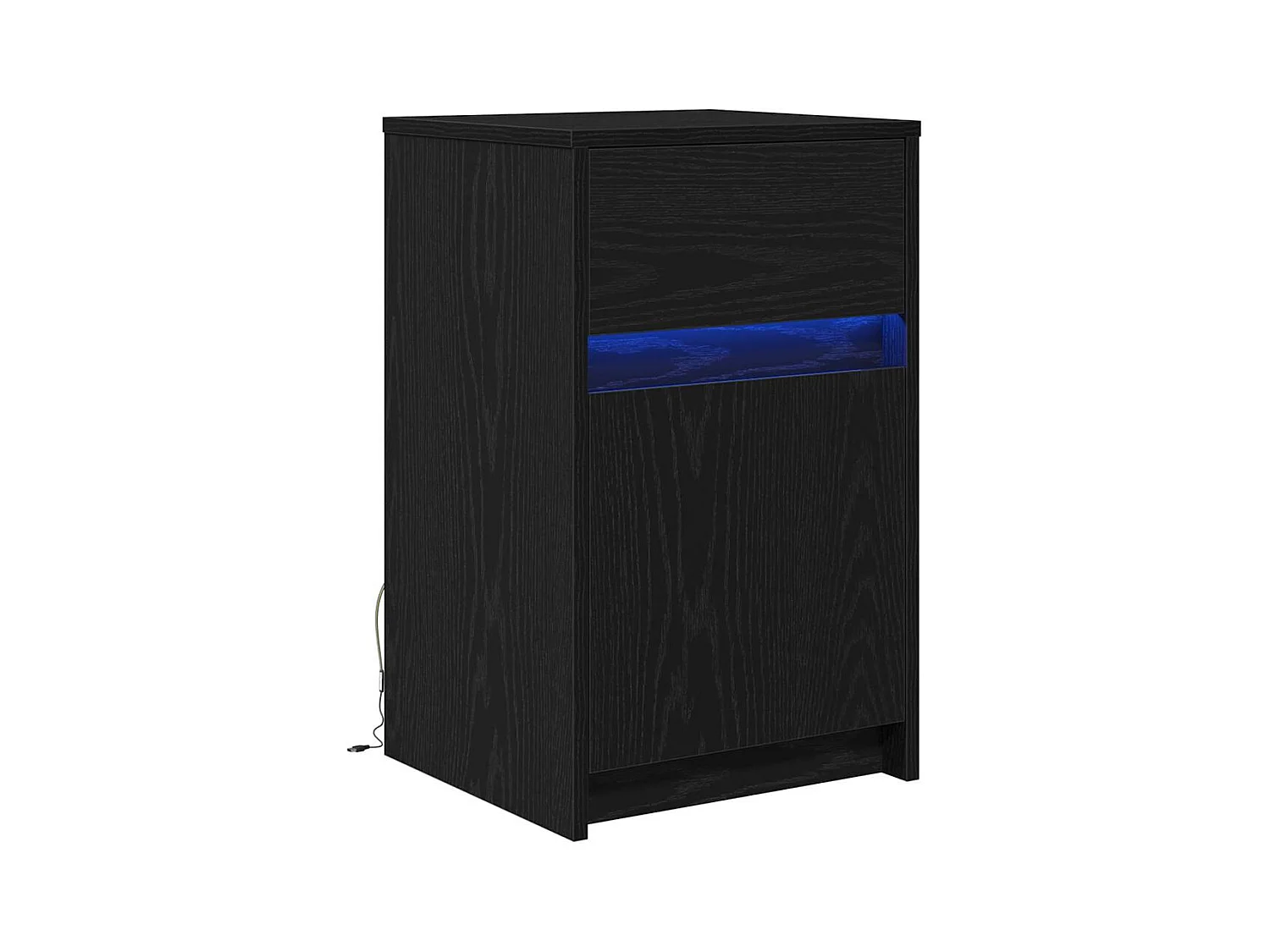 Armoire de chevet LED avec tiroir Chêne noir 38 x 34 x 61 cm