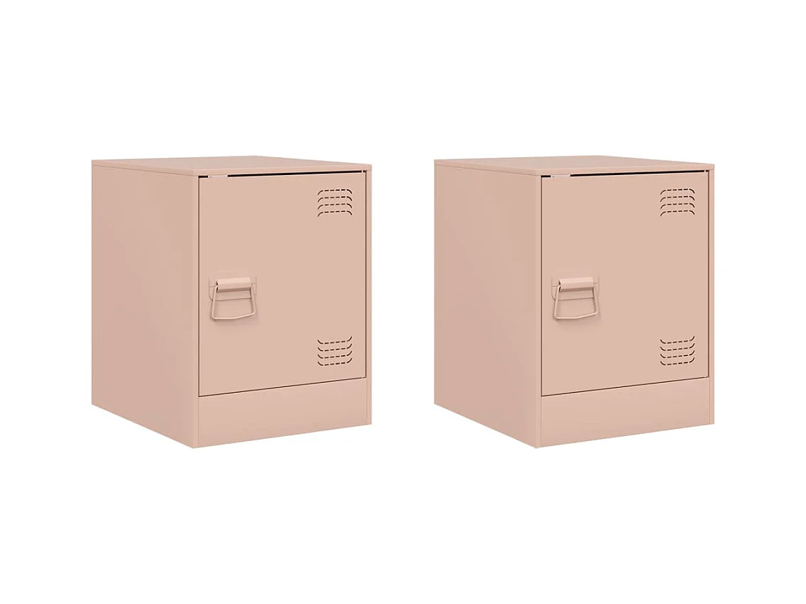 Tables de chevet 2 pcs rose 34,5x39x44 cm acier