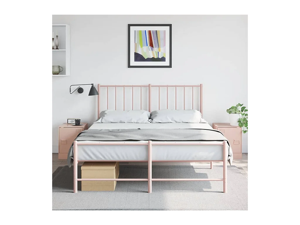 Tables de chevet 2 pcs rose 34,5x39x44 cm acier