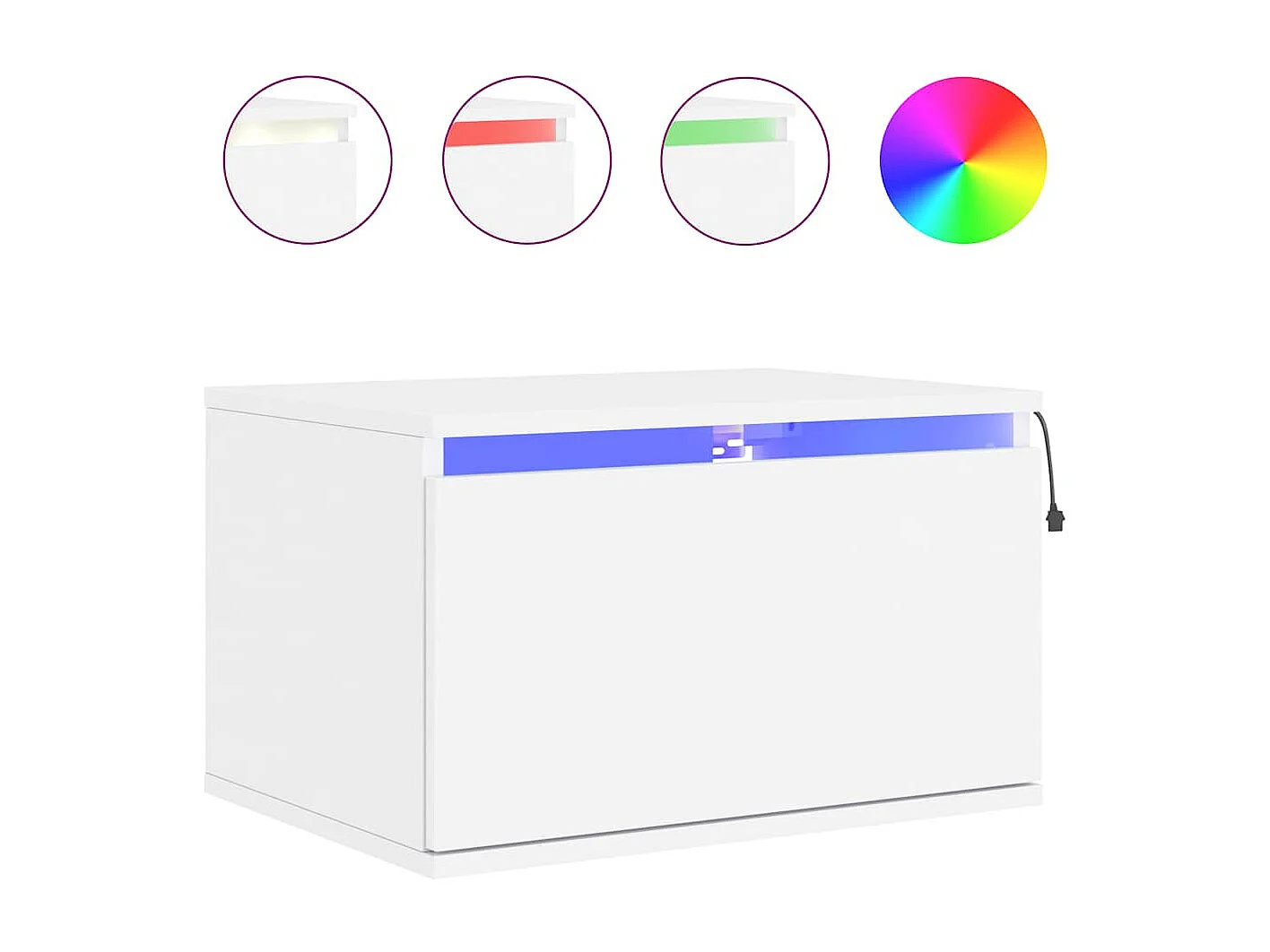 Comodini da parete con luci LED 2 pezzi bianchi