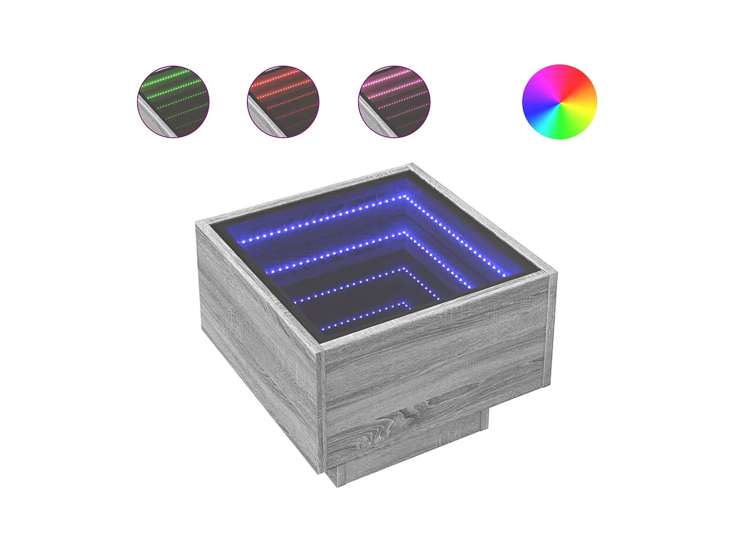 Table de chevet avec LED infini sonoma gris 40x40x30 cm