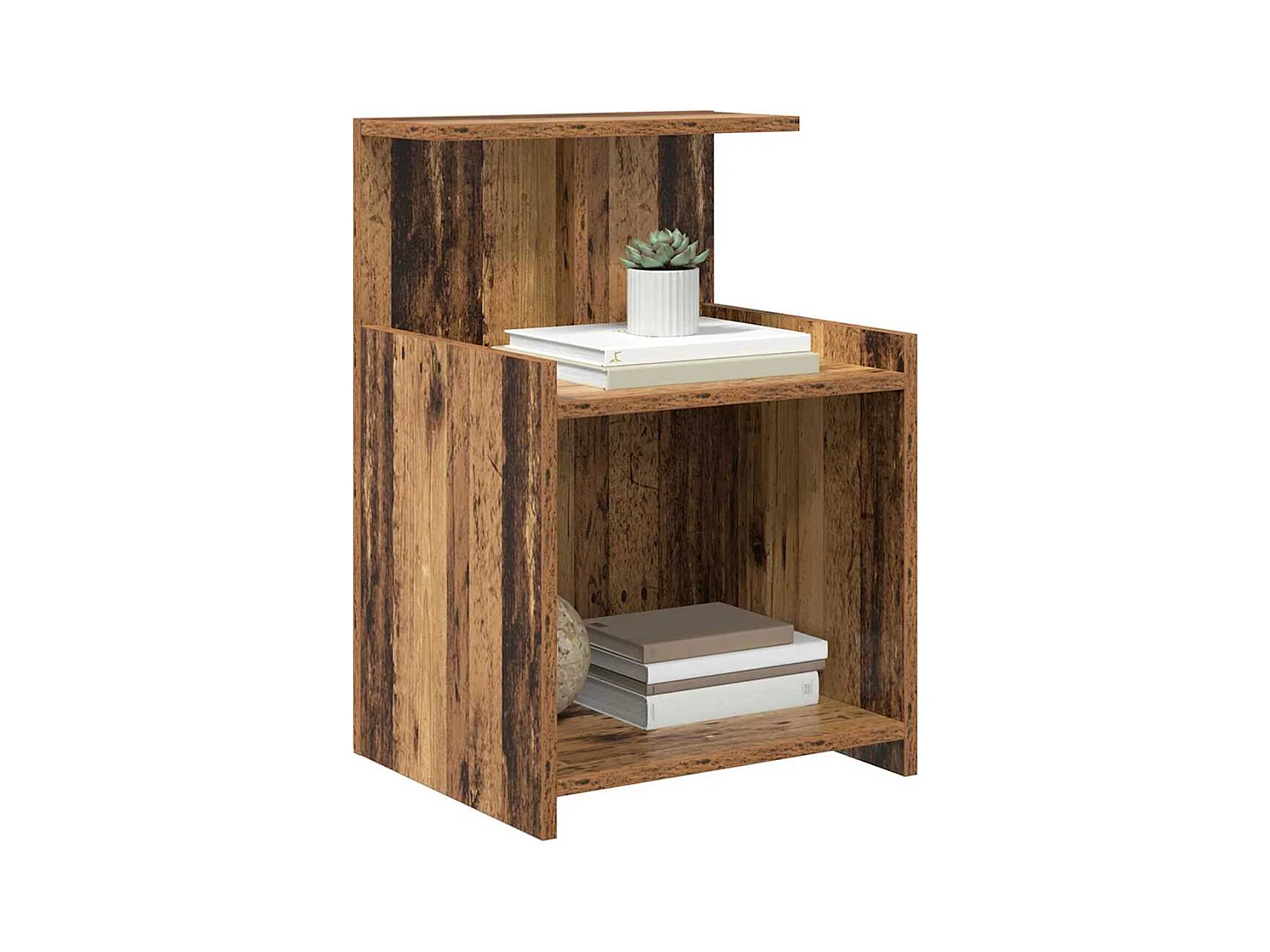 Tables de chevet - Lot de 2 - Bois ancien - 40 x 35 x 60 cm - Bois composite