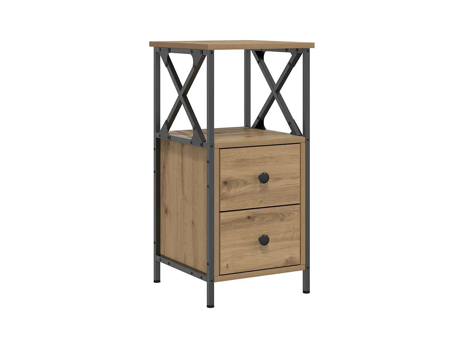 Table de chevet chêne artisanal 34x35,5x70 cm bois d'ingénierie