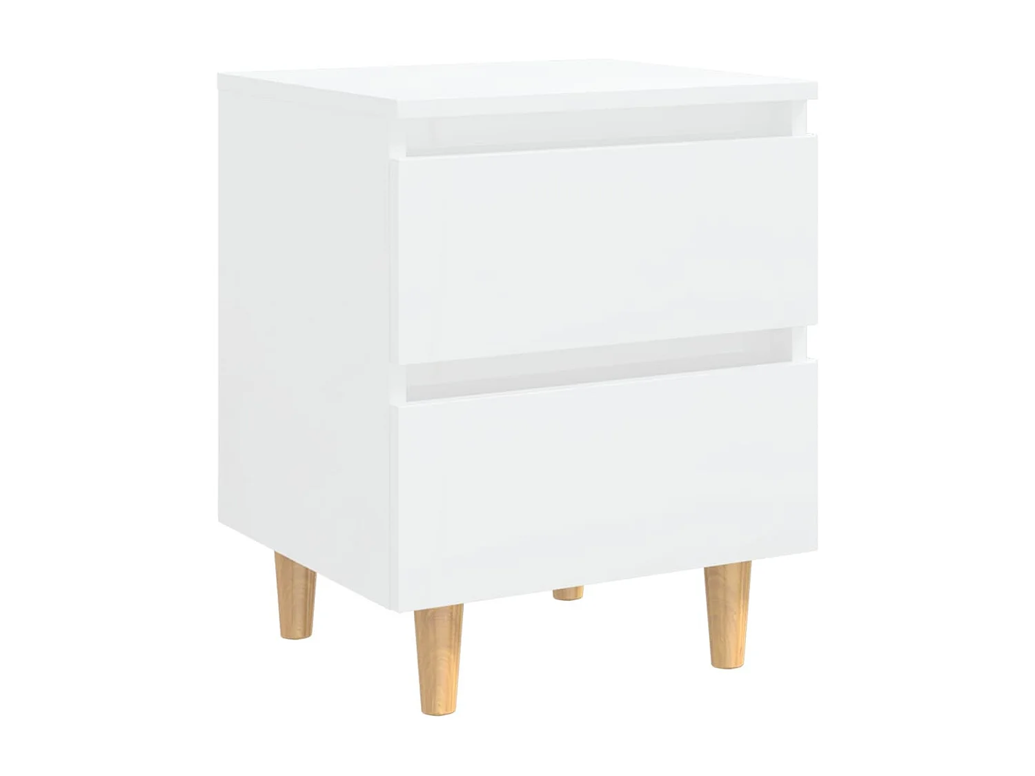 Comodini gambe in pino 2 pezzi bianco lucido 40x35x50 cm