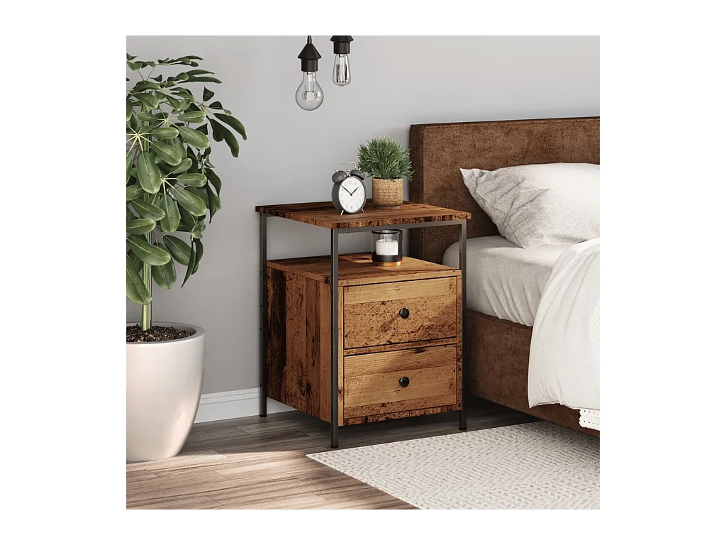 Table de chevet vieux bois 44x45x60 cm bois d'ingénierie