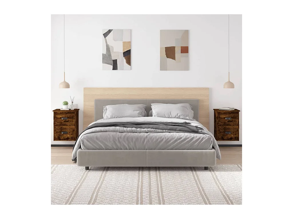 Tables de chevet murales 2 pcs chêne fumé 41,5x36x53 cm