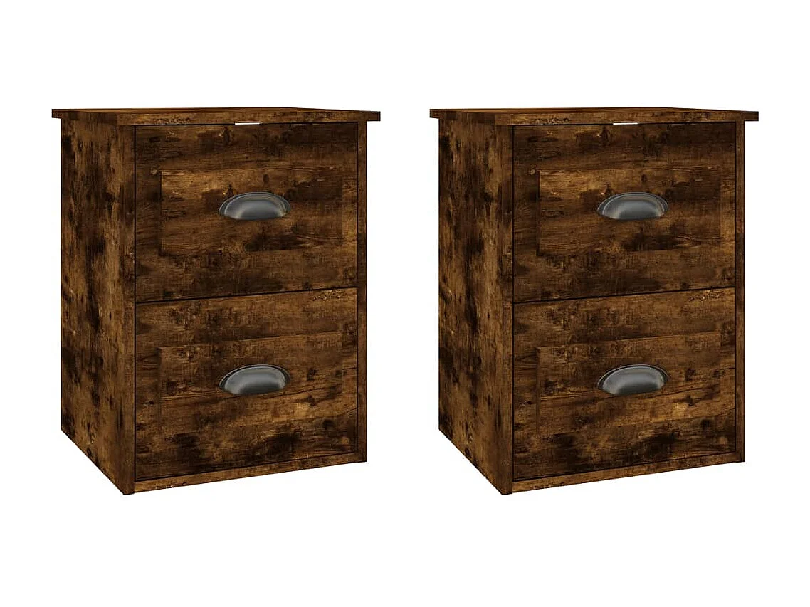 Tables de chevet murales 2 pcs chêne fumé 41,5x36x53 cm
