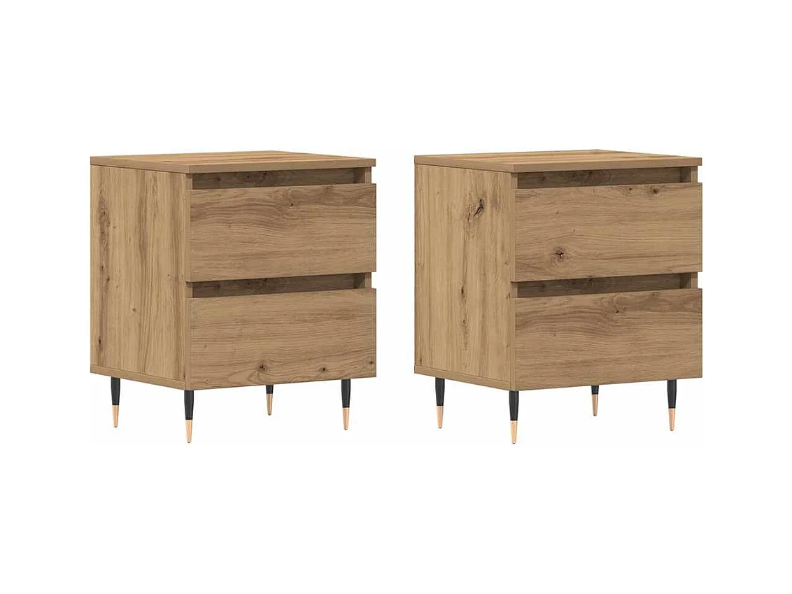 Nachtkastjes 2 stuks Eiken Artisan 40x35x50 cm Bewerkt hout