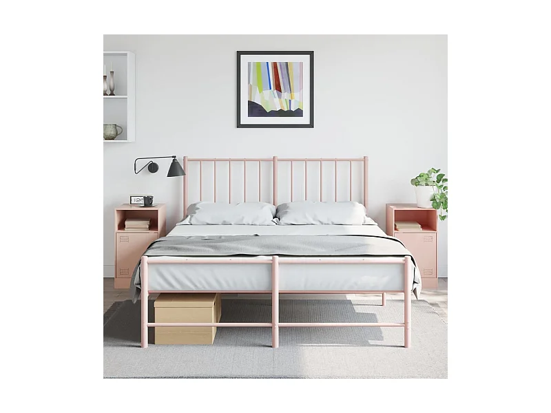 Tables de chevet 2 pcs rose 34,5x39x62 cm acier