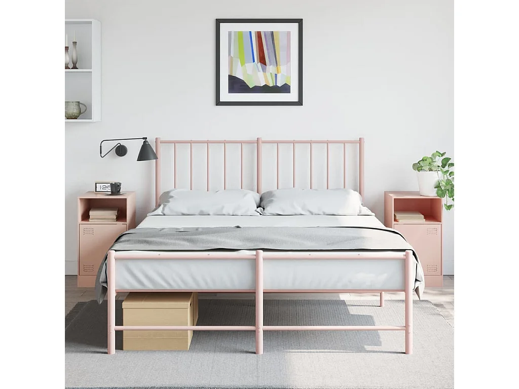 Comodini 2 pz rosa 34,5x39x62 cm acciaio