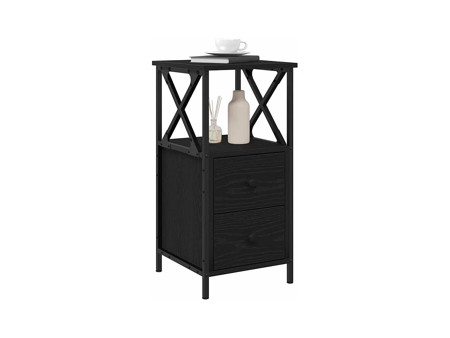 Table de chevet 2 pcs Chêne Noir 34x35,5x70 cm en bois d'ingénierie