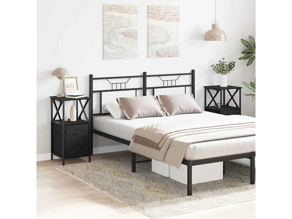 Mesita de noche 2 piezas Roble Negro 34x35,5x70 cm fabricada en madera de ingeniería