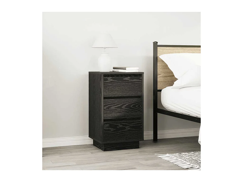 Table de chevet avec lumières LED noir 38x34x65 cm