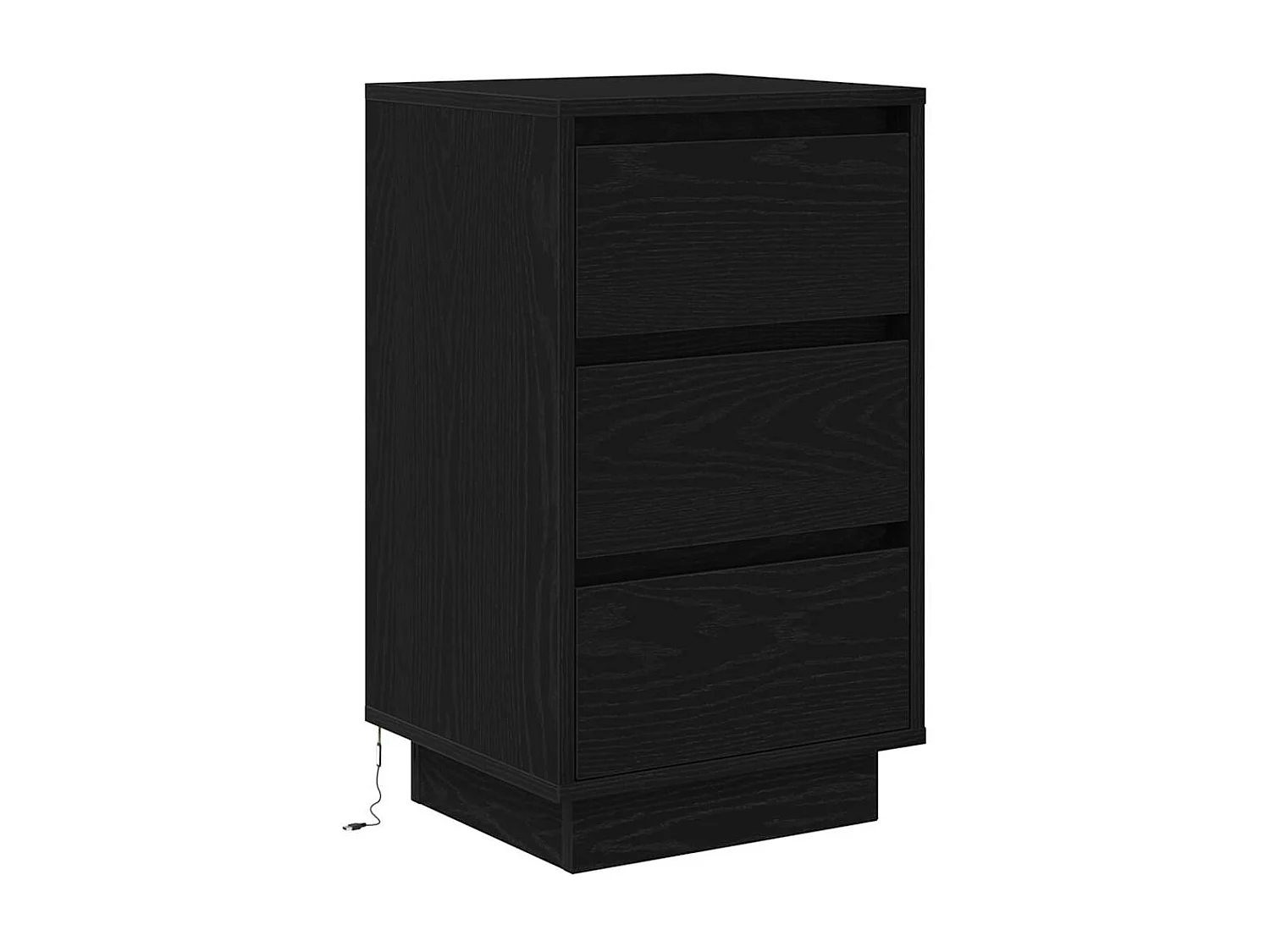 Comodino con luci LED nero 38x34x65 cm