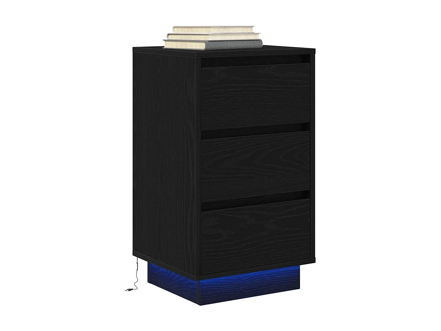 Comodino con luci LED nero 38x34x65 cm