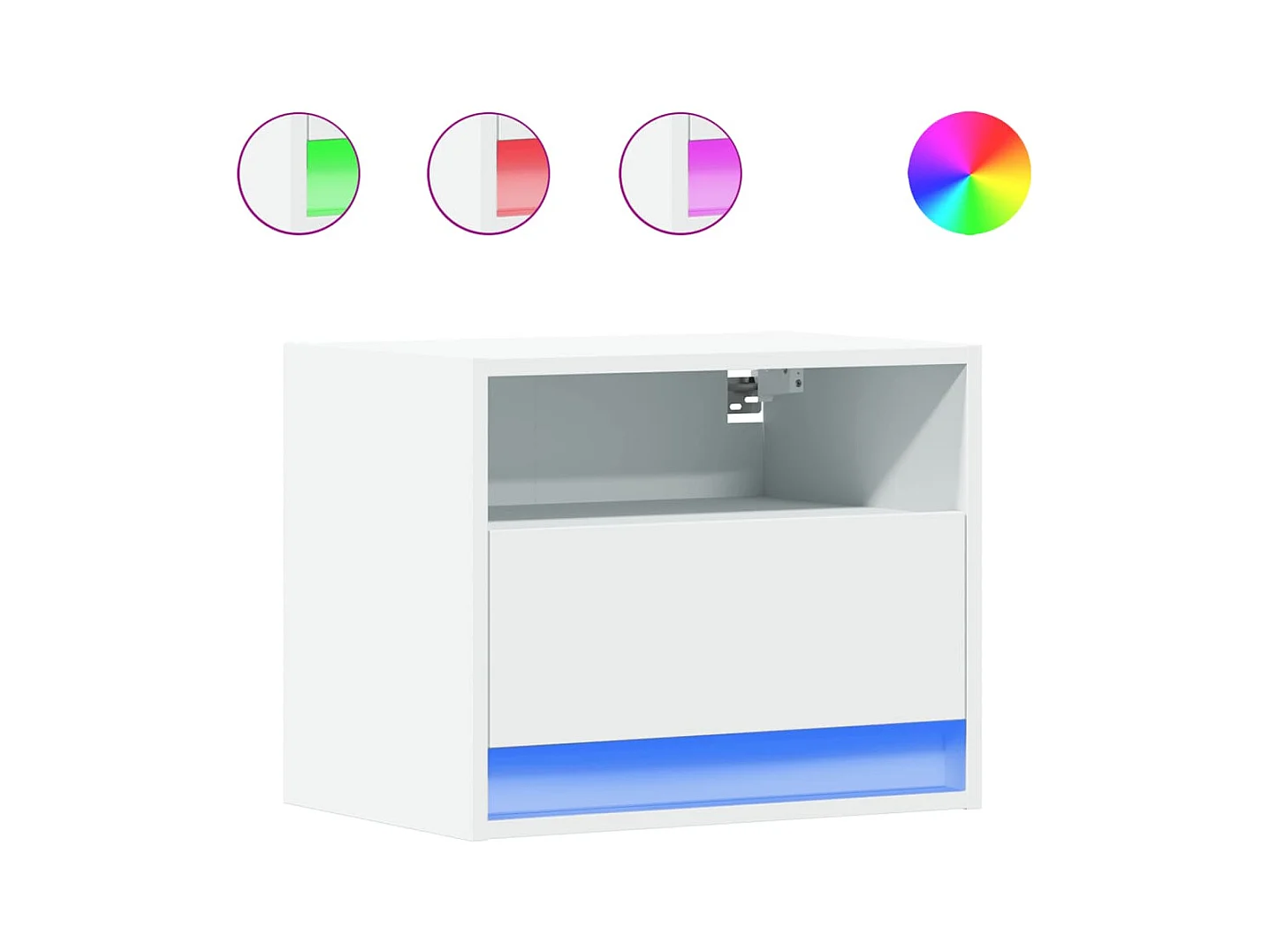 Tables de chevet murales avec lumières LED 2 pcs blanc