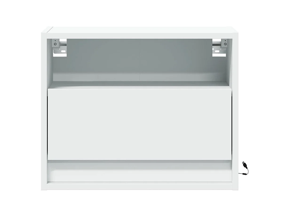 Wandnachtkastjes met LED-verlichting 2 stuks wit