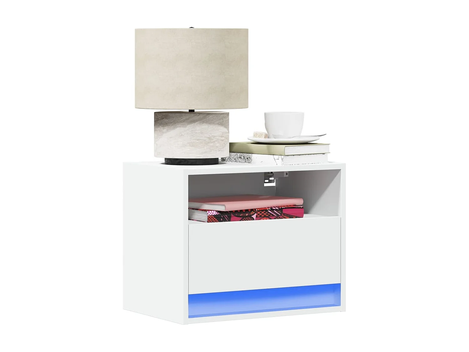 Wandnachtkastjes met LED-verlichting 2 stuks wit