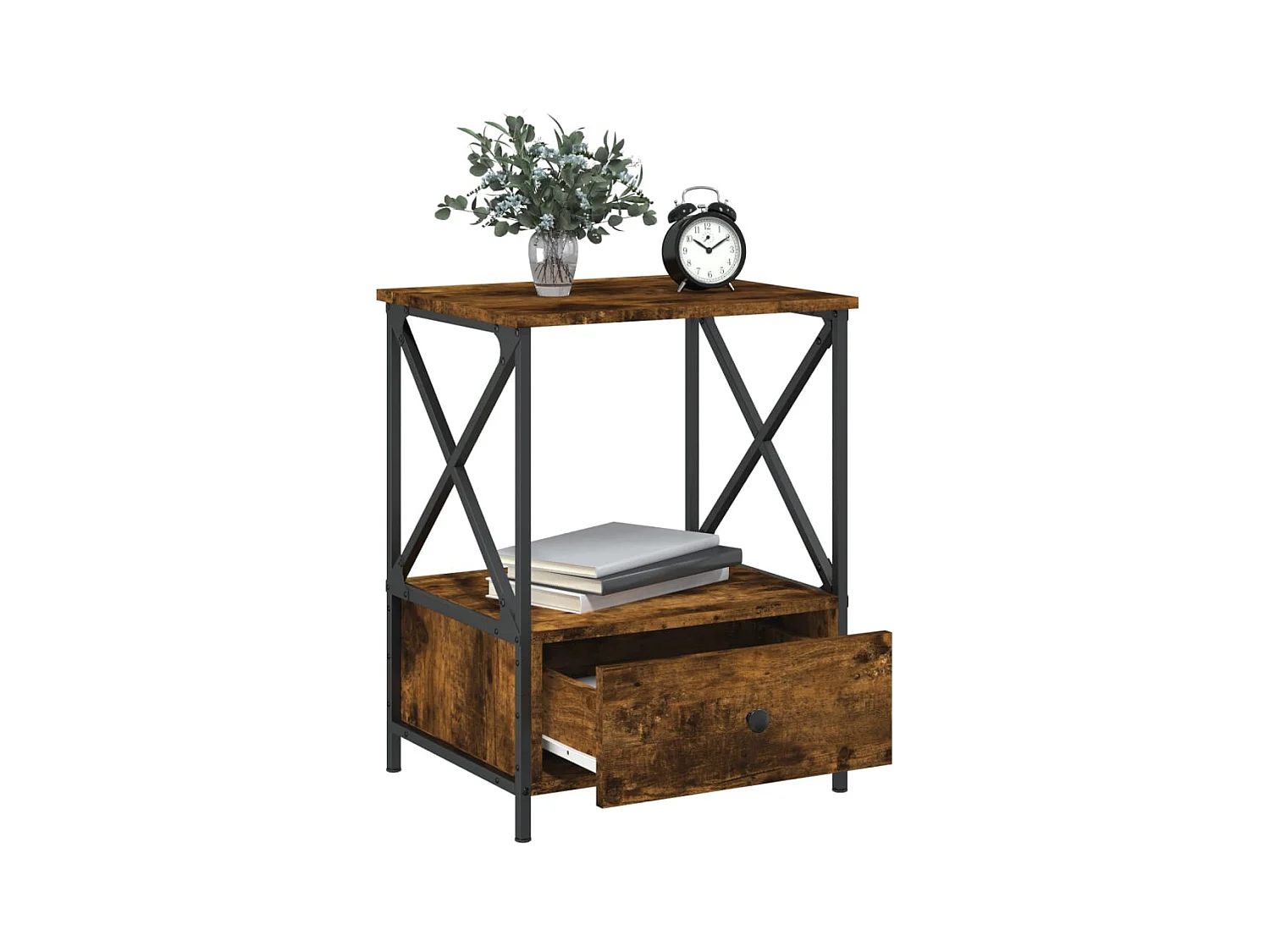 Nachtkastje van gerookt eikenhout 50x41x65 cm bewerkt hout