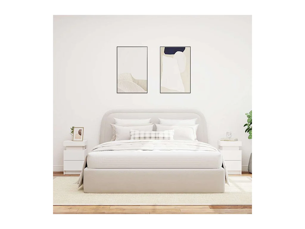 Tables de chevet avec lumières LED 2 pcs blanc 35x39x55 cm