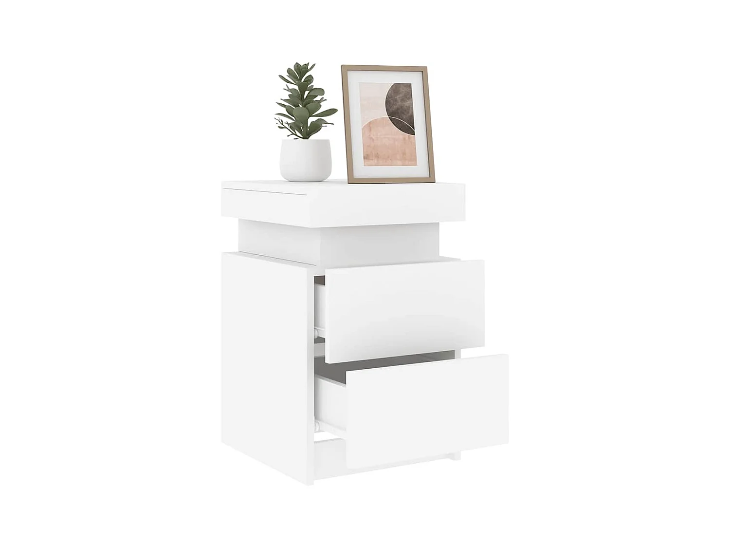 Tables de chevet avec lumières LED 2 pcs blanc 35x39x55 cm