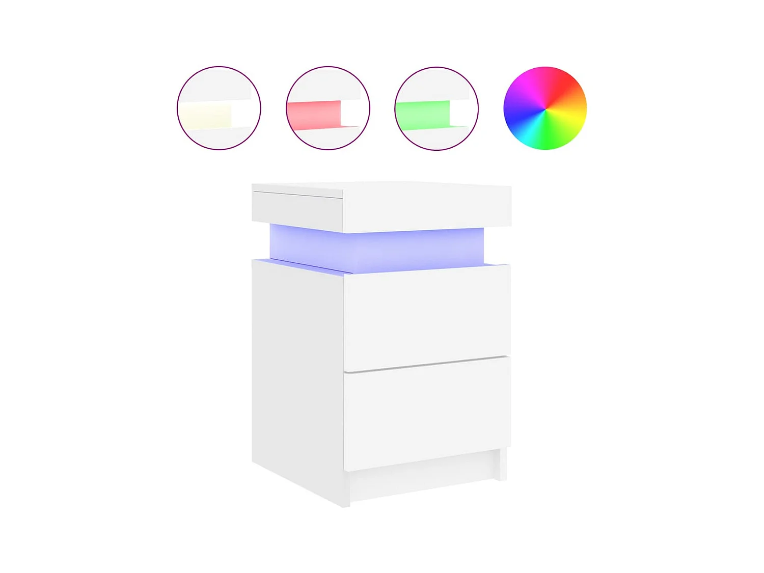 Tables de chevet avec lumières LED 2 pcs blanc 35x39x55 cm