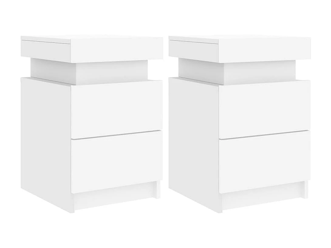 Comodini con luci LED 2 pz bianco 35x39x55 cm