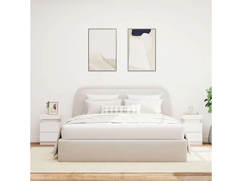 Comodini con luci LED 2 pz bianco 35x39x55 cm