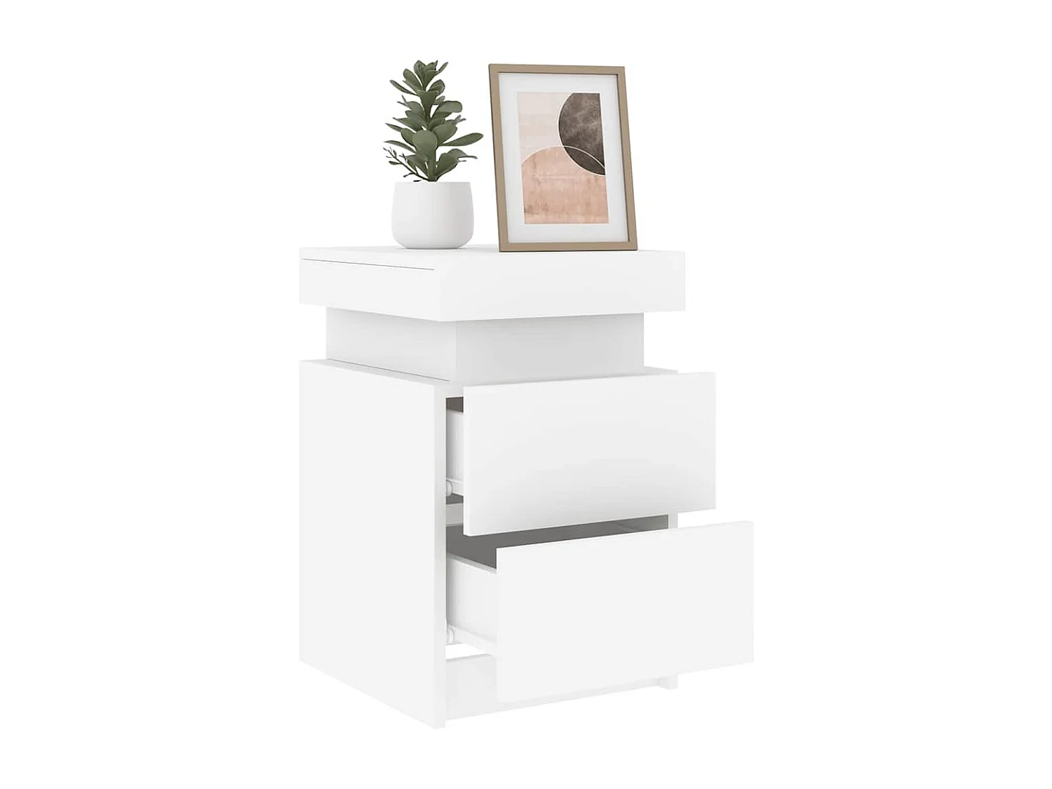 Comodini con luci LED 2 pz bianco 35x39x55 cm