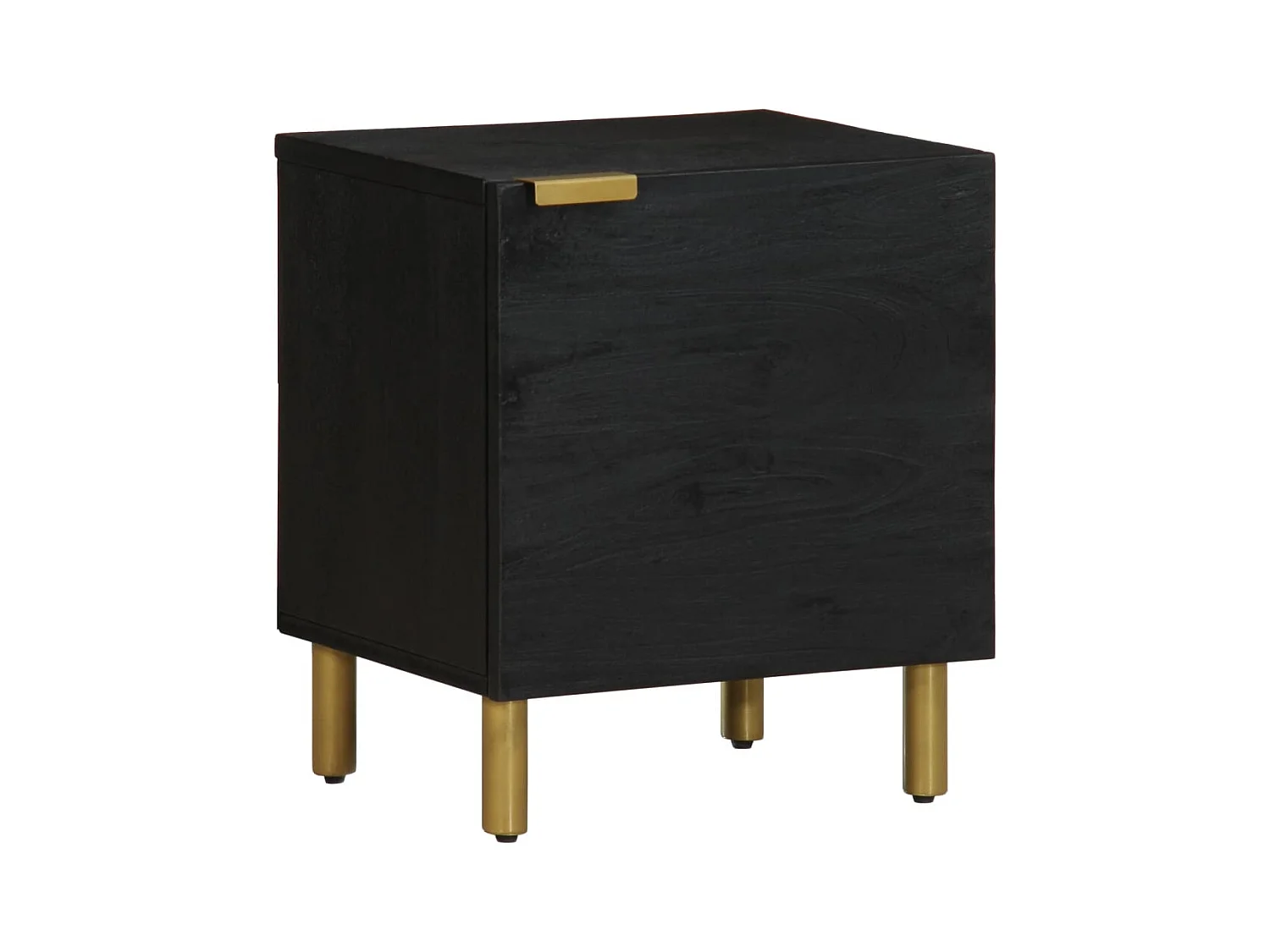 Table de chevet noir 40x33x46 cm bois de manguier solide