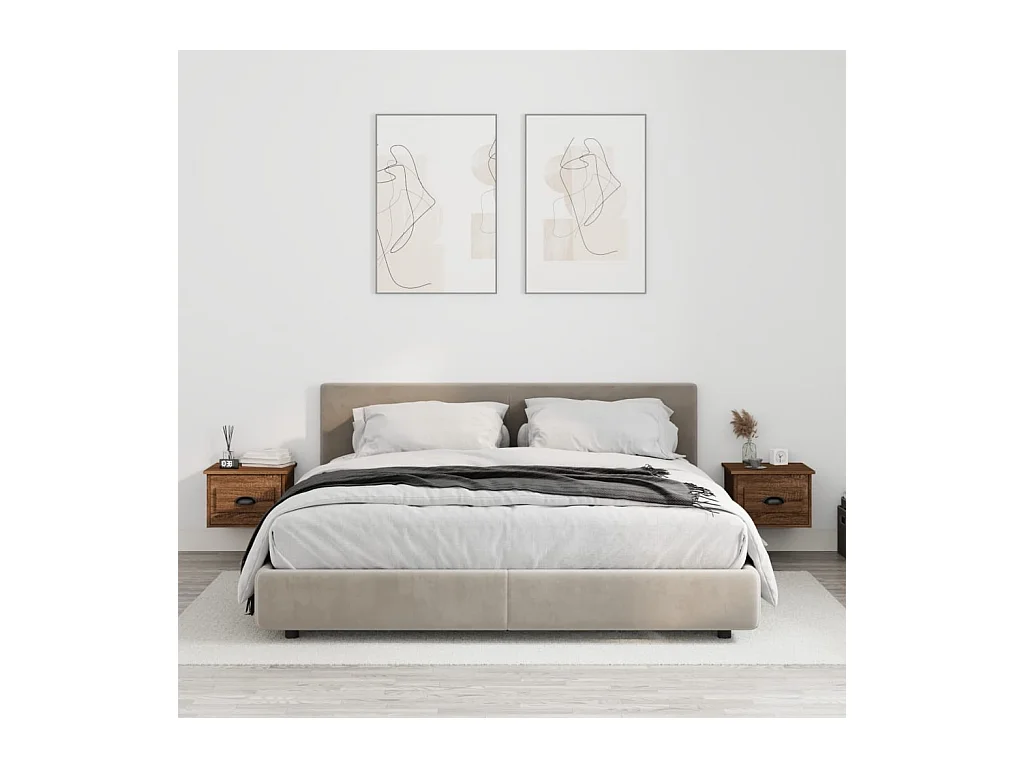 Mesitas de noche de pared 2 uds Roble marrón 41,5x36x28 cm