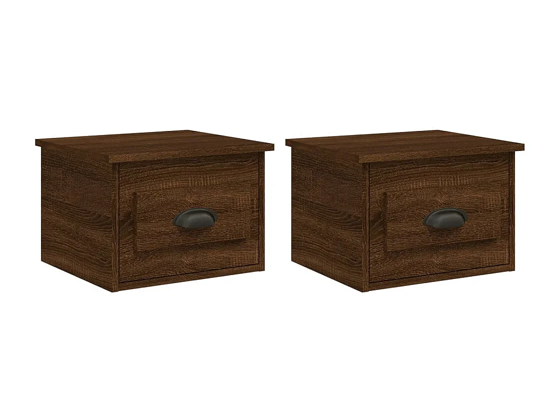 Comodini da parete 2 pz Rovere marrone 41,5x36x28 cm