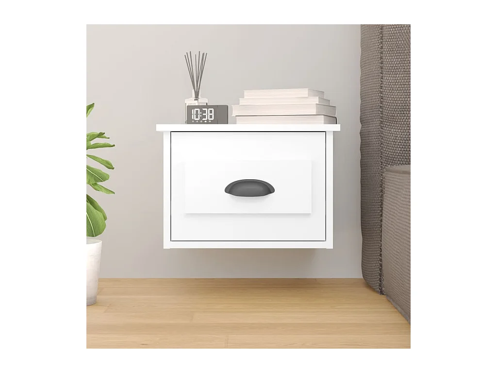 Comodino da parete bianco 41,5x36x28 cm