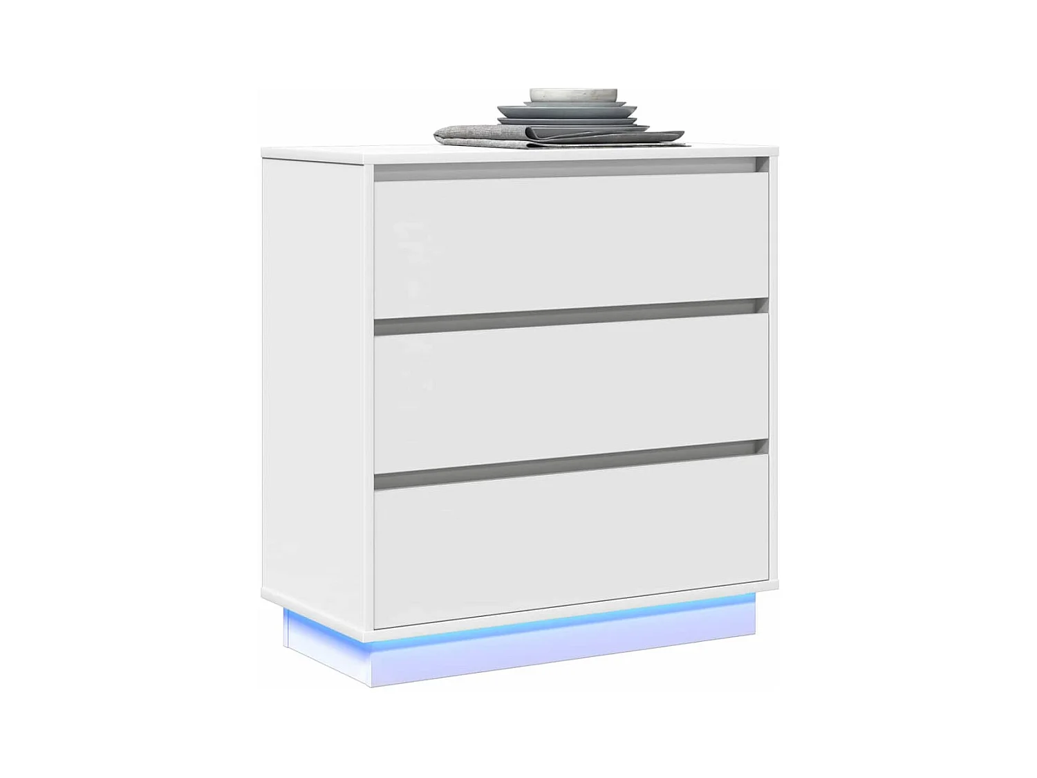 Nachtkastje met LED Wit 71x34,5x75 cm in bewerkt hout