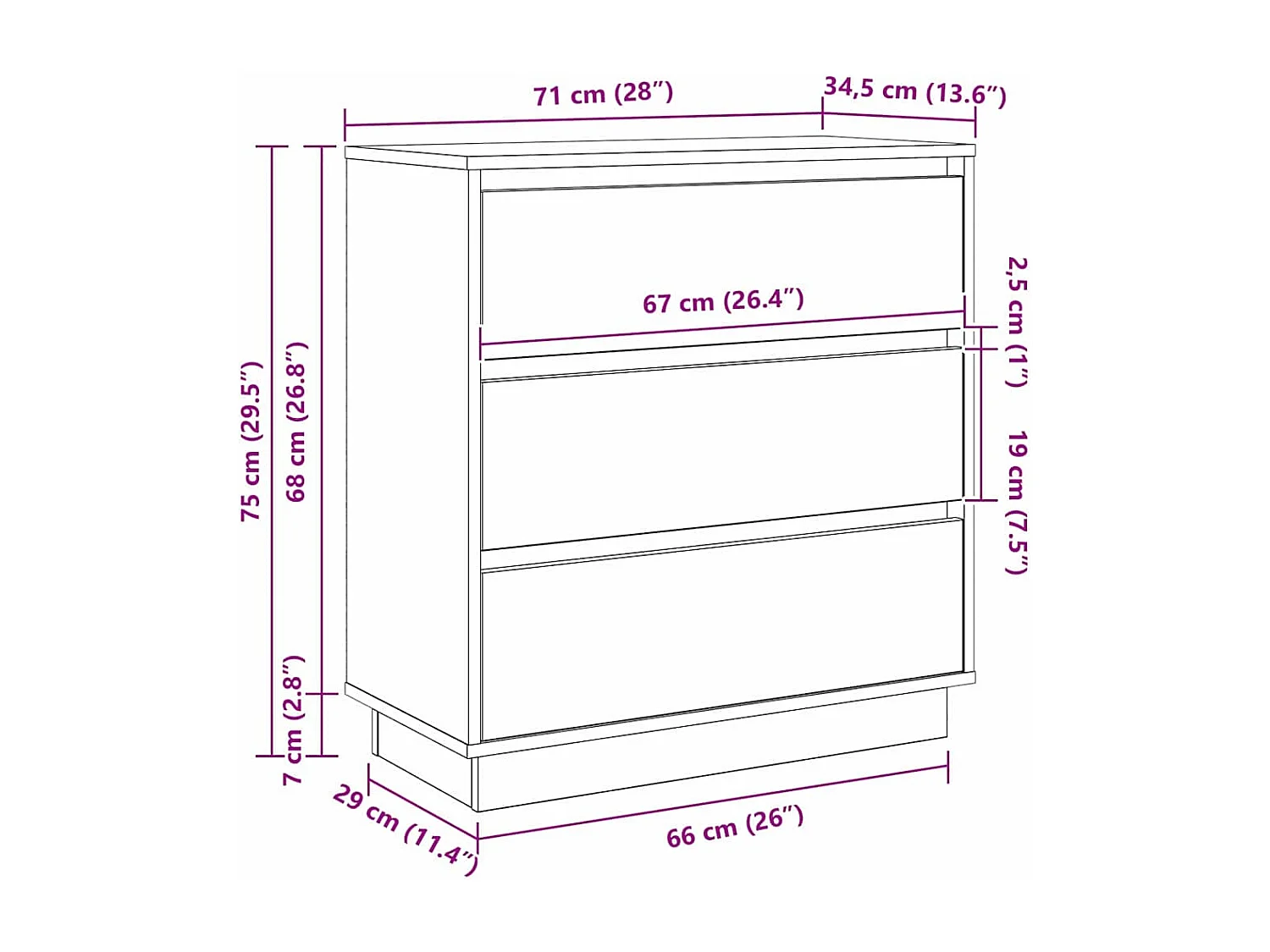 Comodino con LED Bianco 71x34,5x75 cm in legno ingegnerizzato
