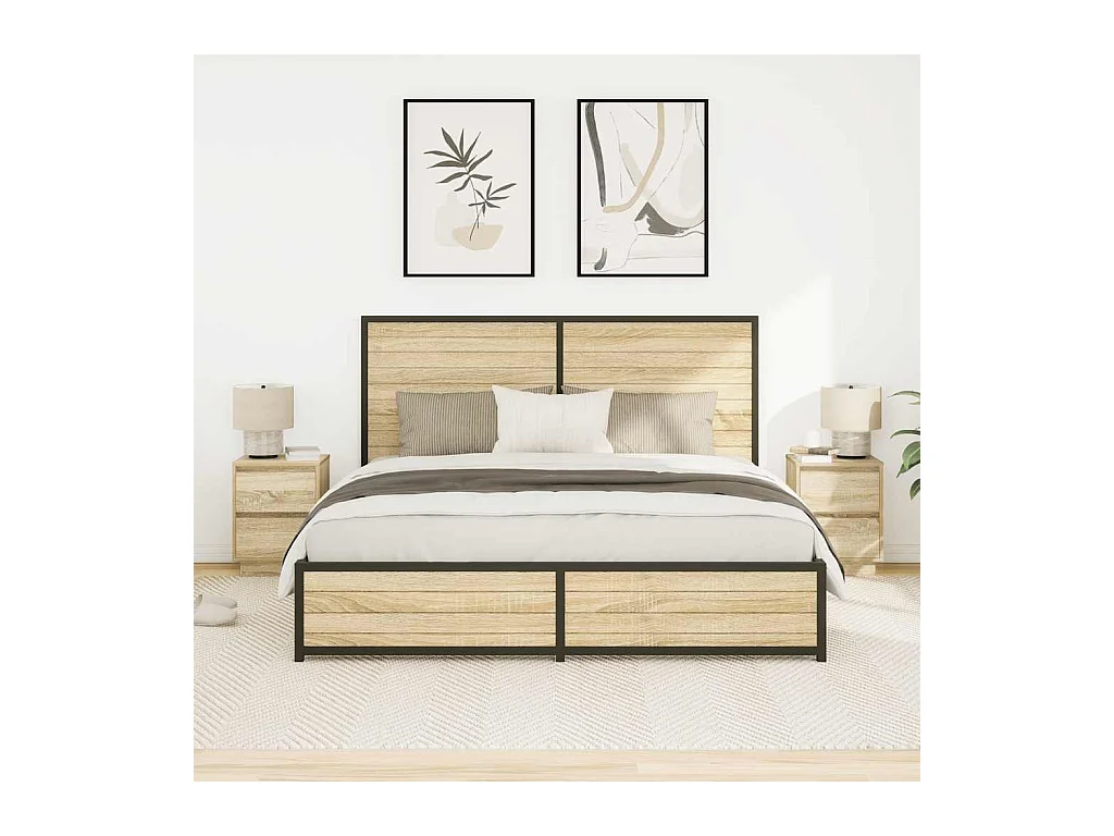 Nachttische mit LED-Leuchten 2 Stück Sonoma Eiche 38x34x50cm