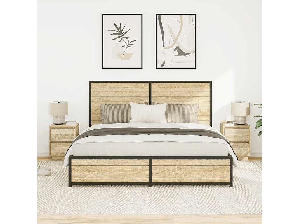 Nachtkastjes met LED-verlichting 2 stuks Sonoma eiken 38x34x50cm