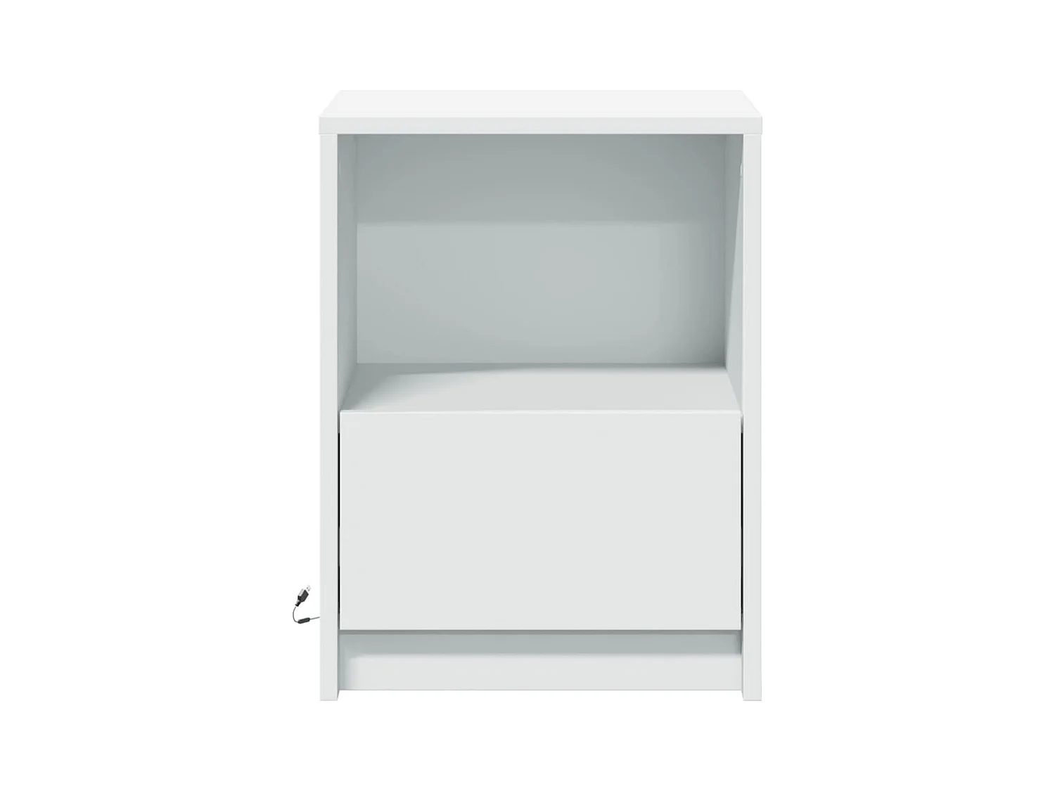 Nachtkastjes en LED-verlichting 2 stuks wit bewerkt hout