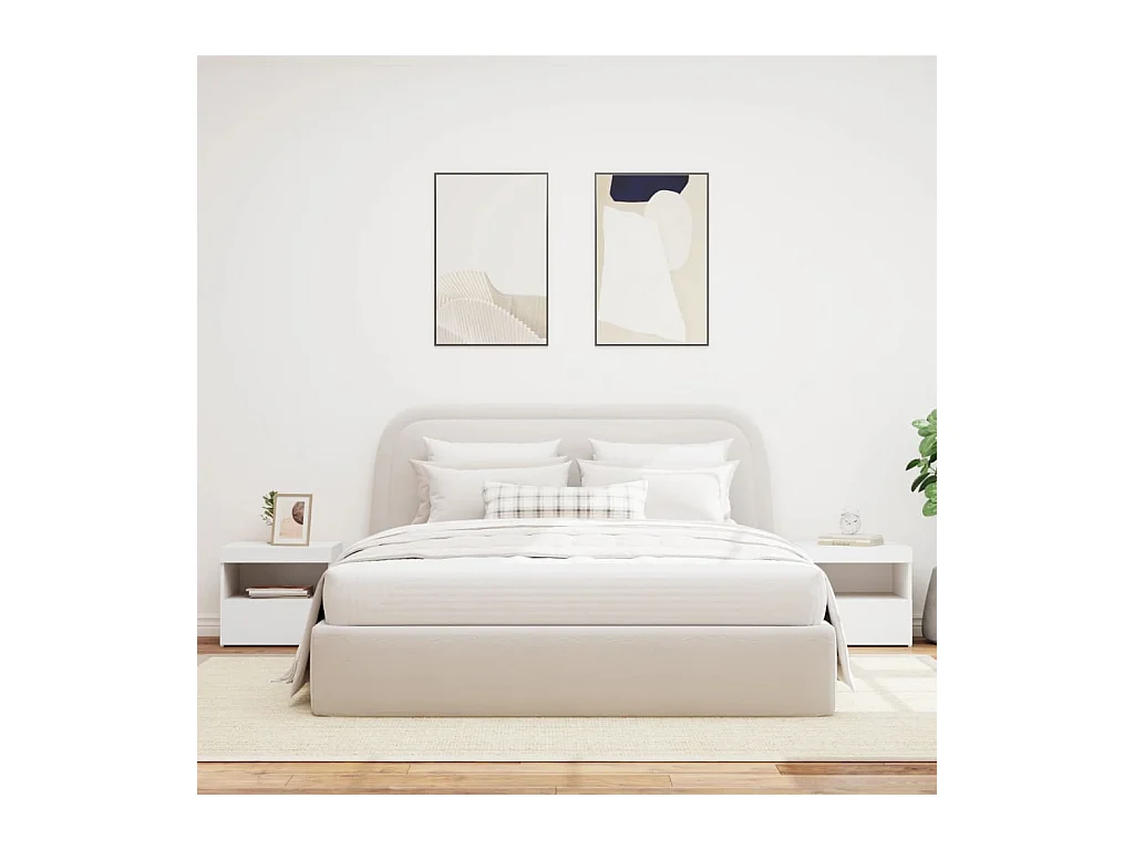 Tables de chevet avec lumières LED 2 pcs blanc 50x40x45 cm