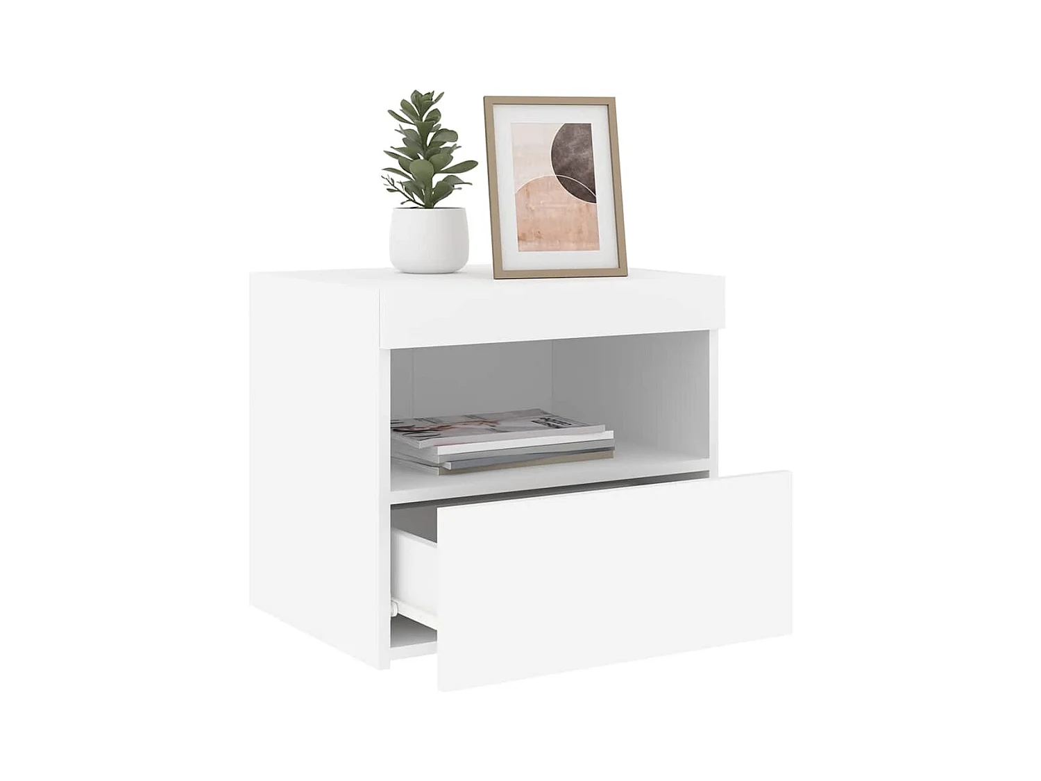 Tables de chevet avec lumières LED 2 pcs blanc 50x40x45 cm