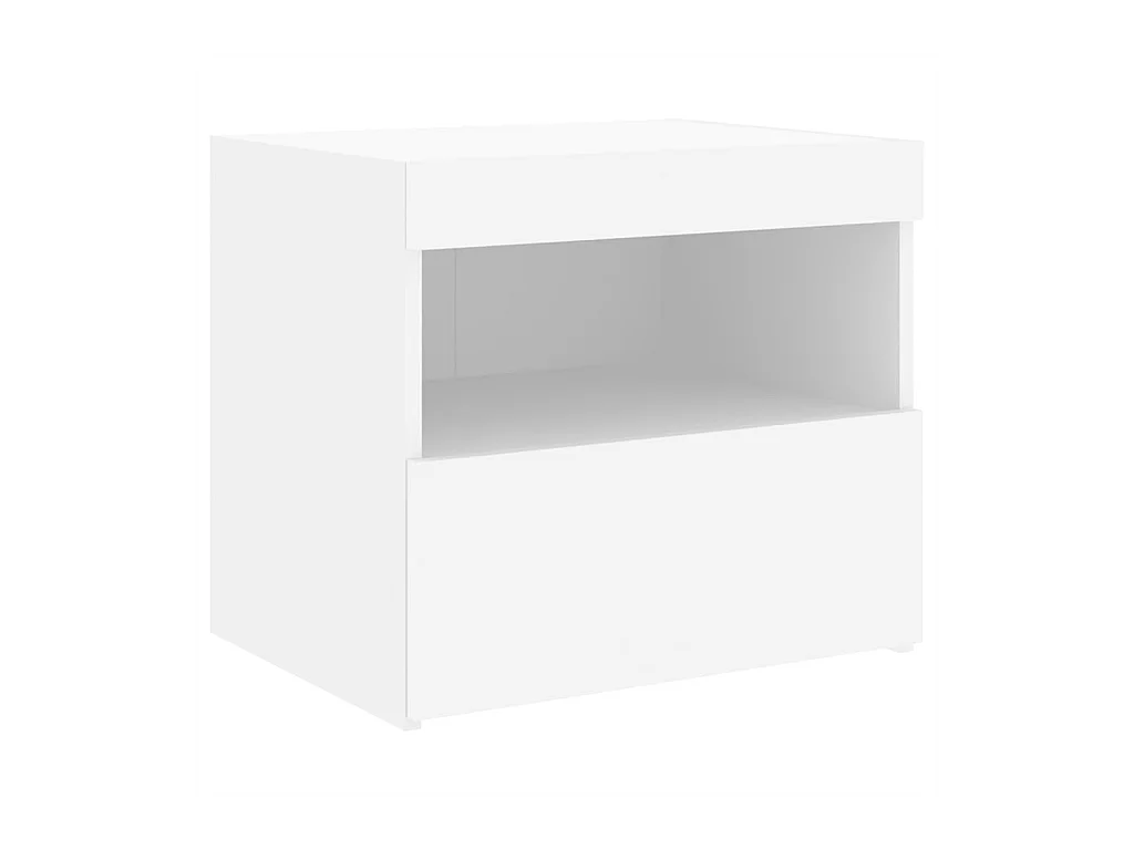 Tables de chevet avec lumières LED 2 pcs blanc 50x40x45 cm
