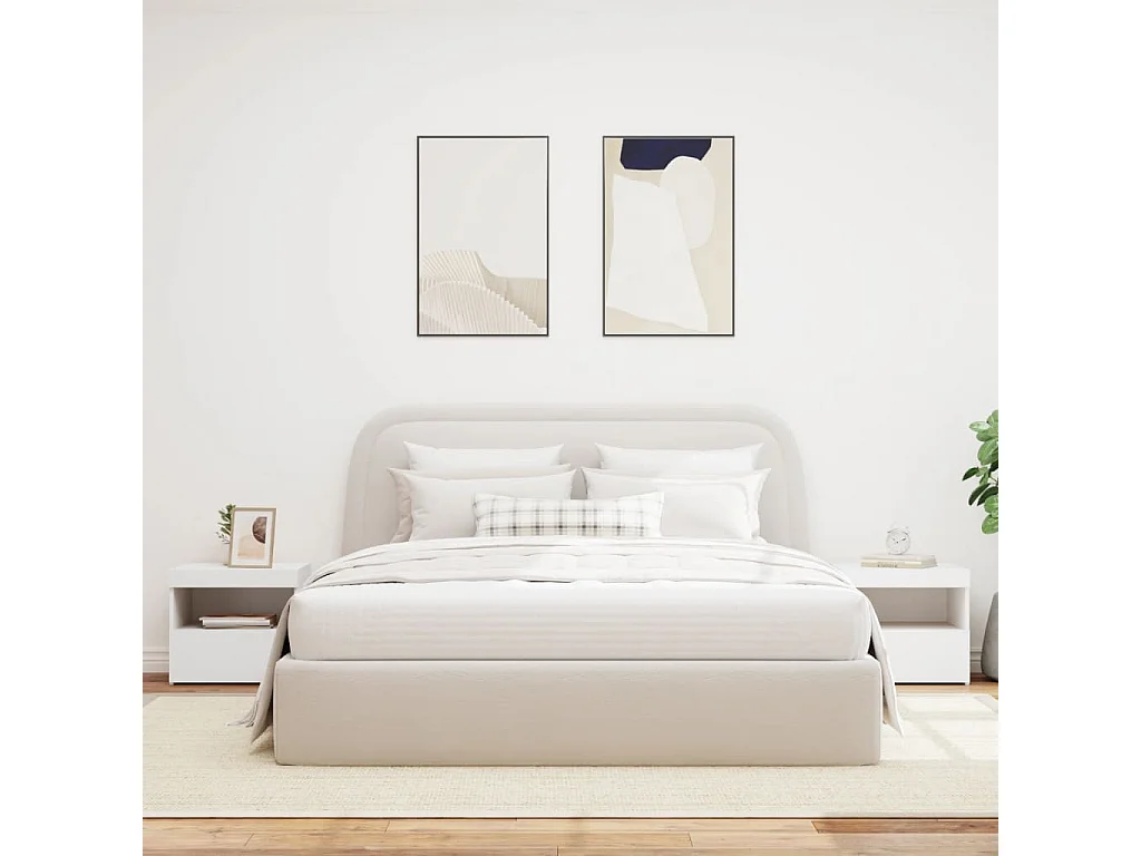 Mesitas de noche con luces LED 2 uds blancas 50x40x45 cm