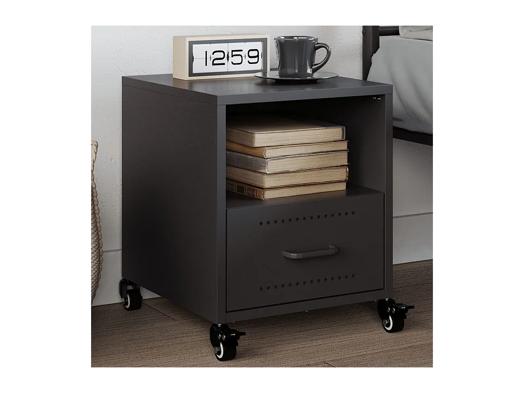 Table de chevet noir 36x39x43,5 cm acier