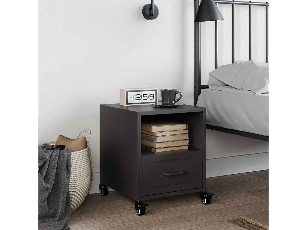 Table de chevet noir 36x39x43,5 cm acier