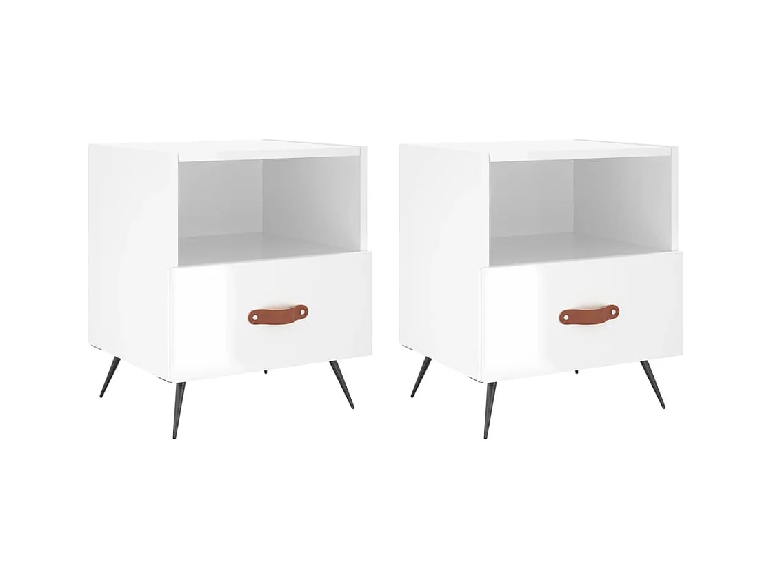 Comodini 2 pz bianco lucido 40x35x47,5 cm