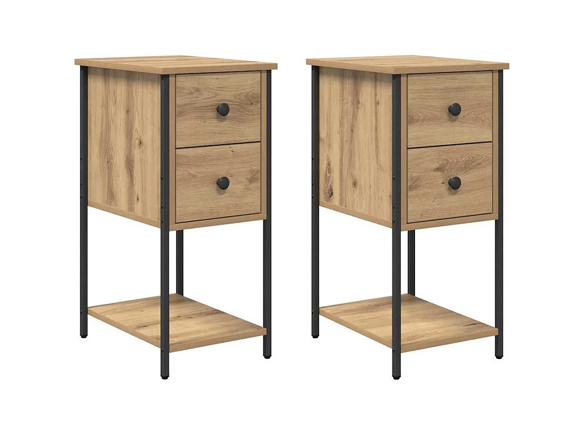 Cabinet de chevet 2 pcs chêne artisanal 32 x 42 x 70 cm